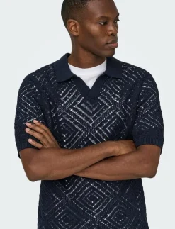 ONLY & SONS ONSKOLMAR LIFE REG 5 SS RESORT KNIT - Kortärmade pikéer| Pikéer