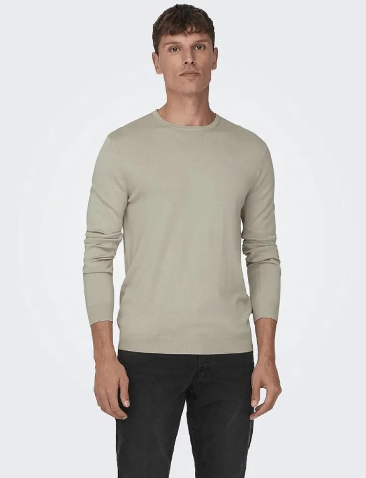 ONLY & SONS Kläder|ONSWYLER LIFE REG 14 LS CREW KNIT NOOS - Rundhalsad
