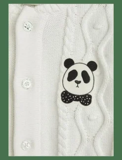 Barn Mini Rodini Bodysuits|Panda texture knit baby onesie - Långärmad bodysuit