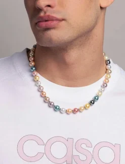 Nialaya Smycken|Pastel Pearl Necklace with Silver - Halsband