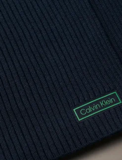Calvin Klein Sjalar & Halsdukar|PATCH CHUNKY RIB COTTON SCARF - Halsdukar