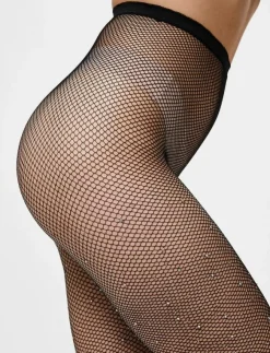 Kvinnor Pieces Strumpbyxor|PCCLAIRE FISHNET GLITTER TIGHTS D2D - Strumpbyxor
