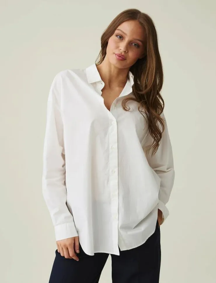 Kvinnor Lexington Clothing Blusar & Skjortor|Pernilla Organic Cotton Poplin Shirt - Långärmade