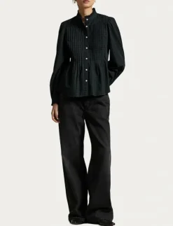 Kvinnor Polo Ralph Lauren Blusar & Skjortor|Pintucked Plaid Cotton Shirt - Långärmade