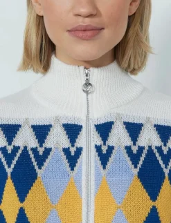 Kvinnor Daily Sports Sweatshirts|Placed Argyle Cardigan lined - Stickat