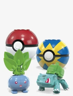 Barn Mega Klossar & Byggsatser|Pokémon Grass-Type Trainer Team Building Toy Kit, 4 Action Figures (118 Pieces) for Kids - Byggsats