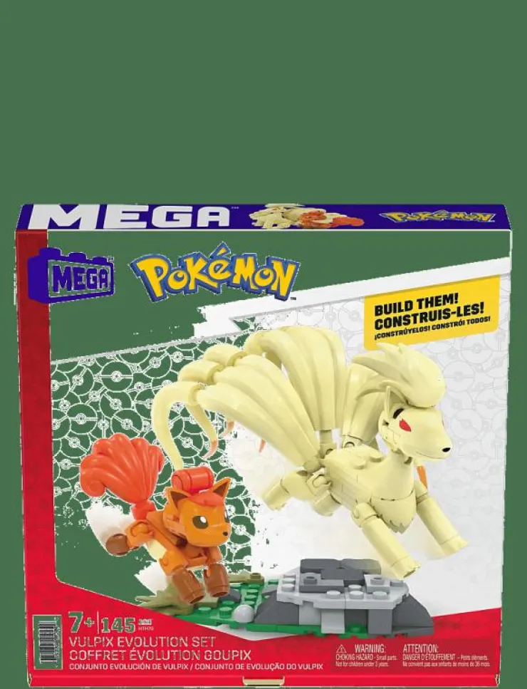 Barn MEGA Pokémon Klossar & Byggsatser|Pokémon Vulpix Evolution Set (145 Pieces) with 2 Poseable Action Figures for Kids - Byggsats