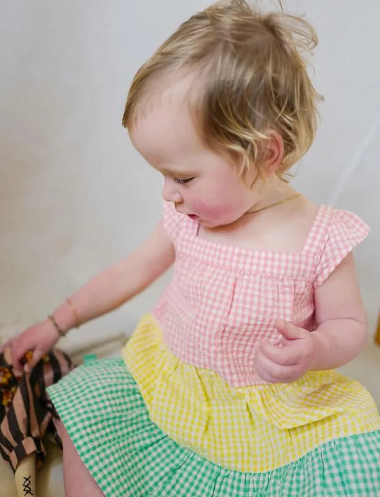 Barn Boboli Klänningar & Kjolar|Poplin dress check - Ärmlösa babyklänningar