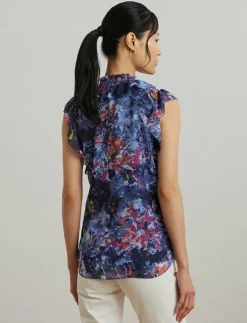 Lauren Ralph Lauren Print Ruffle-Trim Georgette Blouse - Ärmlösa blusar|Kvinnor Blusar & Skjortor