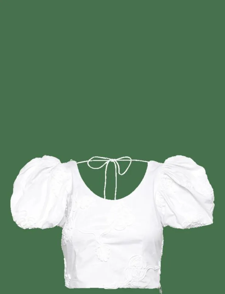 Kvinnor ROTATE Birger Christensen T-Shirts & Toppar|PUFF SLEEVE COTTON TOP - T-shirts