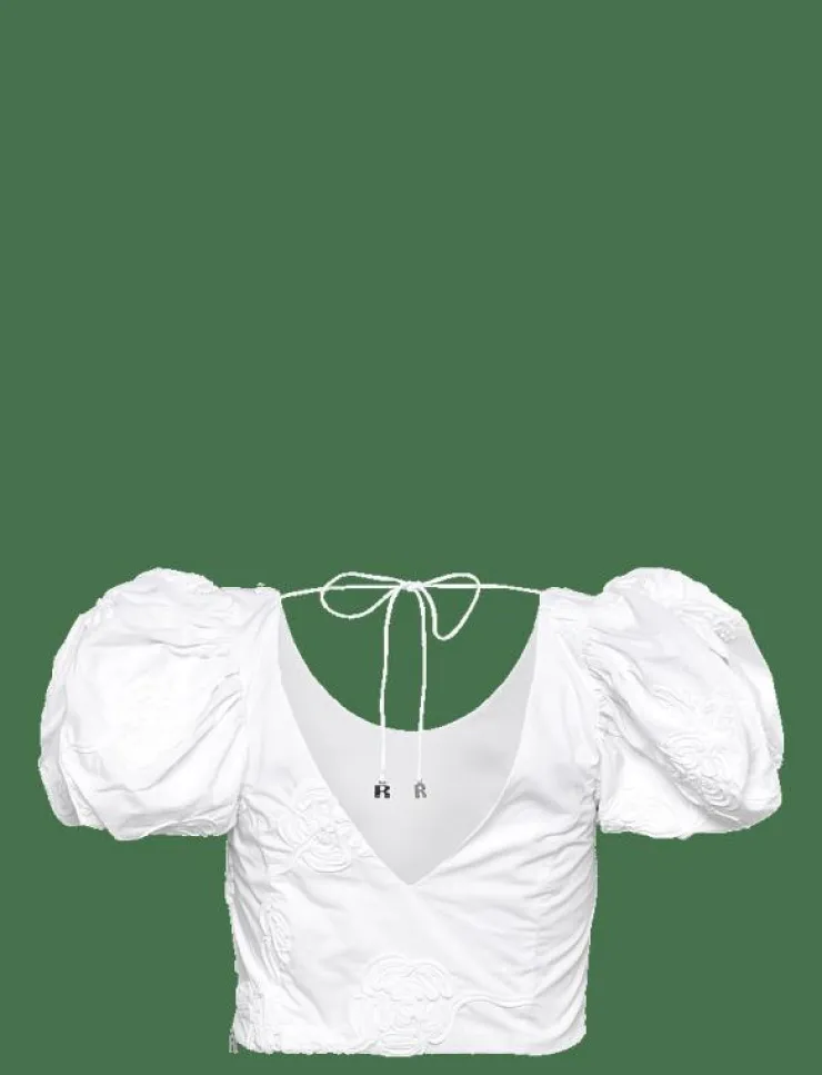 Kvinnor ROTATE Birger Christensen T-Shirts & Toppar|PUFF SLEEVE COTTON TOP - T-shirts