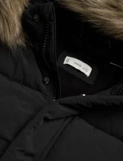 Barn Mango Jackor|Puffer coat with fur-effect hood - Dunjackor & fodrade jackor