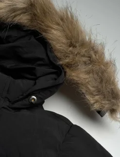 Barn Mango Jackor|Puffer coat with fur-effect hood - Dunjackor & fodrade jackor