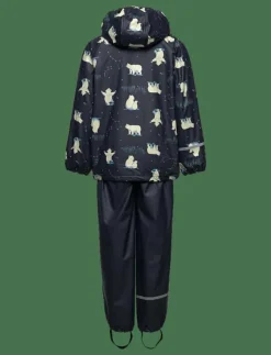 CeLaVi Rainwear Set - AOP, w. fleece - Regnställ|Barn Regnkläder