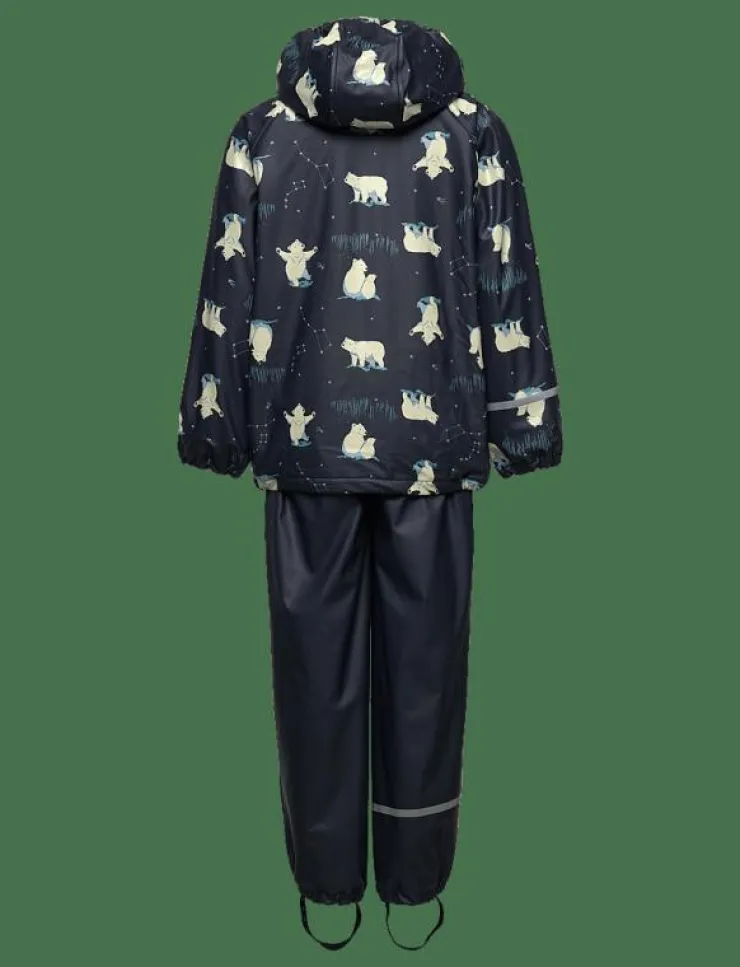 CeLaVi Rainwear Set - AOP, w. fleece - Regnställ|Barn Regnkläder