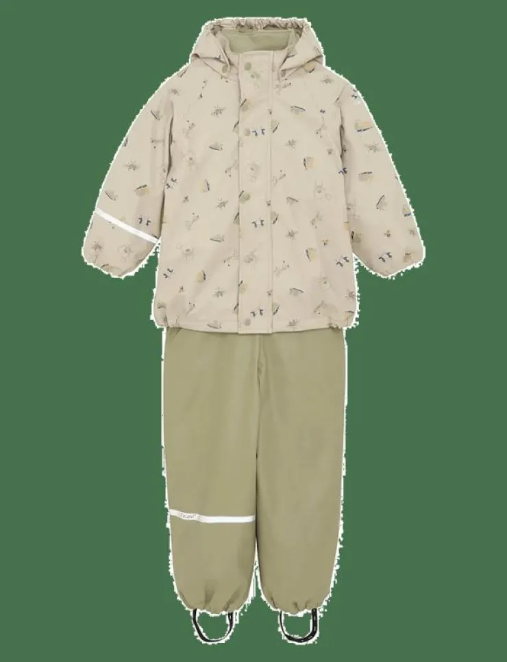 Barn CeLaVi Regnkläder|Rainwear Set - AOP, w. fleece - Regnställ