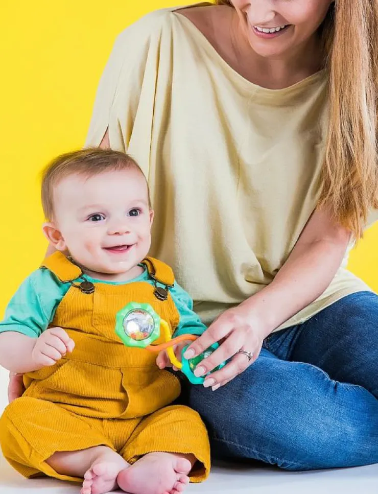 Bright Starts Rangle, Rattle & Shake Barbell™, grøn - Skallror|Barn Babyleksaker|Babyleksaker