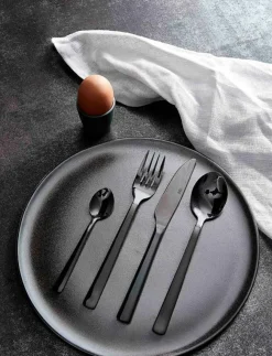 Aida Bestick|RAW - bestik bestikæske 48 dele blank sort belægning 12 x kniv - ske - gaffel - kaffeske gaveæske - Bestickset