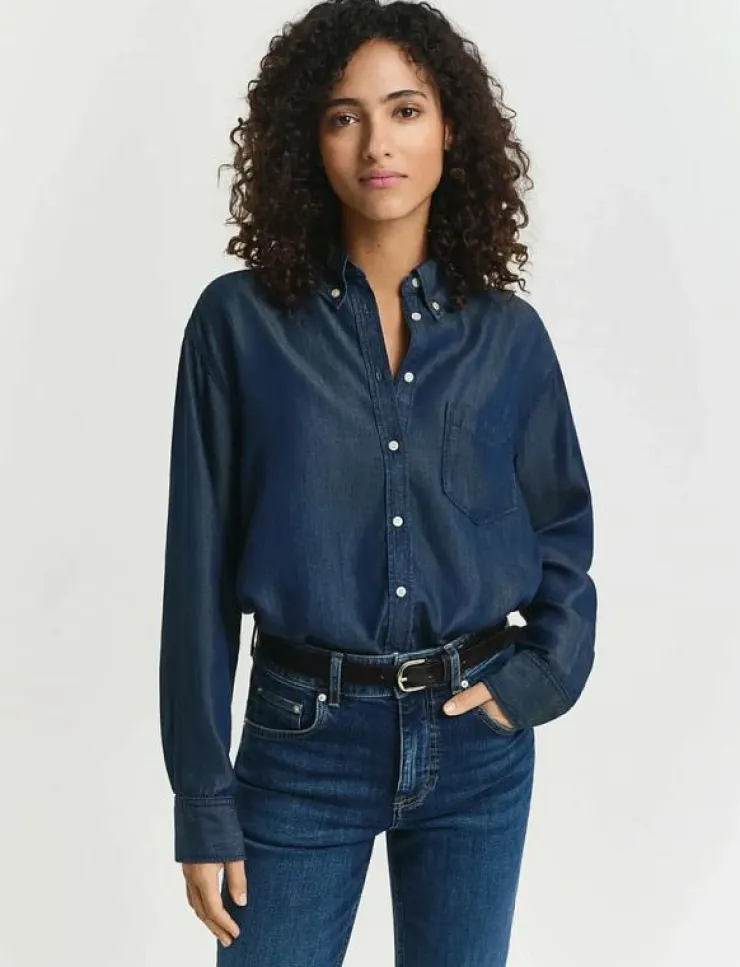GANT REL INDIGO SHIRT - Jeansskjortor|Kvinnor Denimkläder|Blusar & Skjortor