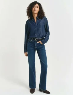 GANT REL INDIGO SHIRT - Jeansskjortor|Kvinnor Denimkläder|Blusar & Skjortor