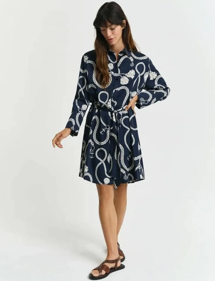 Kvinnor GANT Klänningar|REL SAILING PRINT SHIRT DRESS - Skjortklänningar
