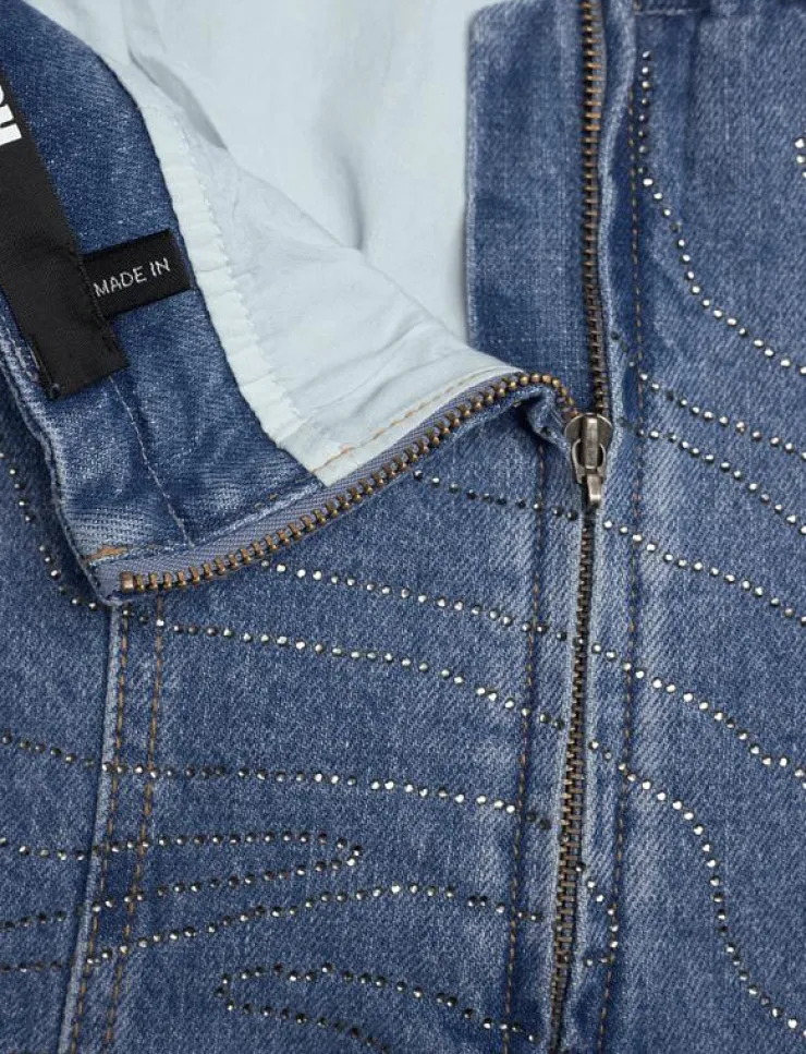 ROTATE Birger Christensen RHINESTONE DENIM DRESS - Korta klänningar|Kvinnor Klänningar