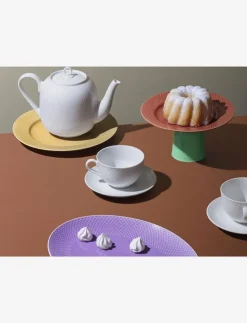 Lyngby Porcelæn Rhombe Tekopp med fat 39 cl vit - Kaffekoppar| Muggar & Koppar