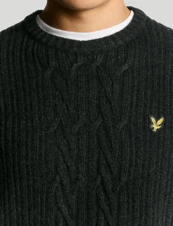 Lyle & Scott Ribbed Cable Knit Jumper - Rundhalsad| Stickat