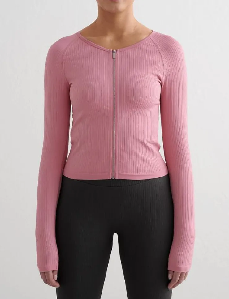 Kvinnor aim´n Jackor|Ribbed Seamless Zip Jacket - Sportjackor