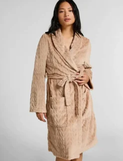 Kvinnor Hunkemöller Morgonrockar|Morgonrockar|Robe Short Flannel - Morgonrock