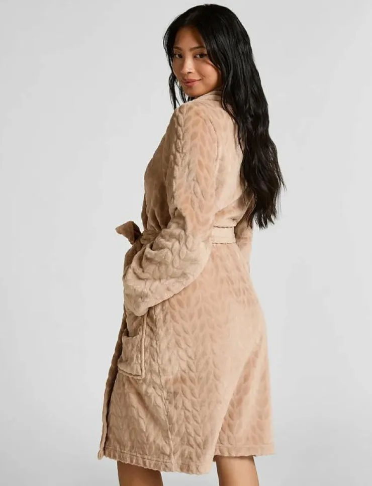 Kvinnor Hunkemöller Morgonrockar|Morgonrockar|Robe Short Flannel - Morgonrock