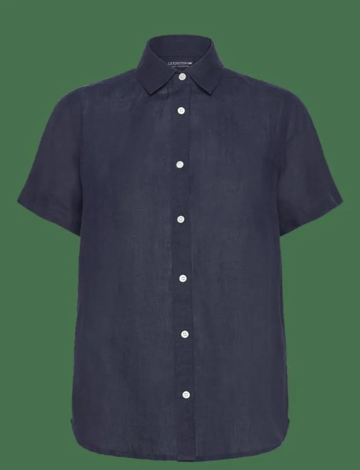 Kvinnor Lexington Clothing Blusar & Skjortor|Short Sleeve Linen Shirt - Linneskjortor