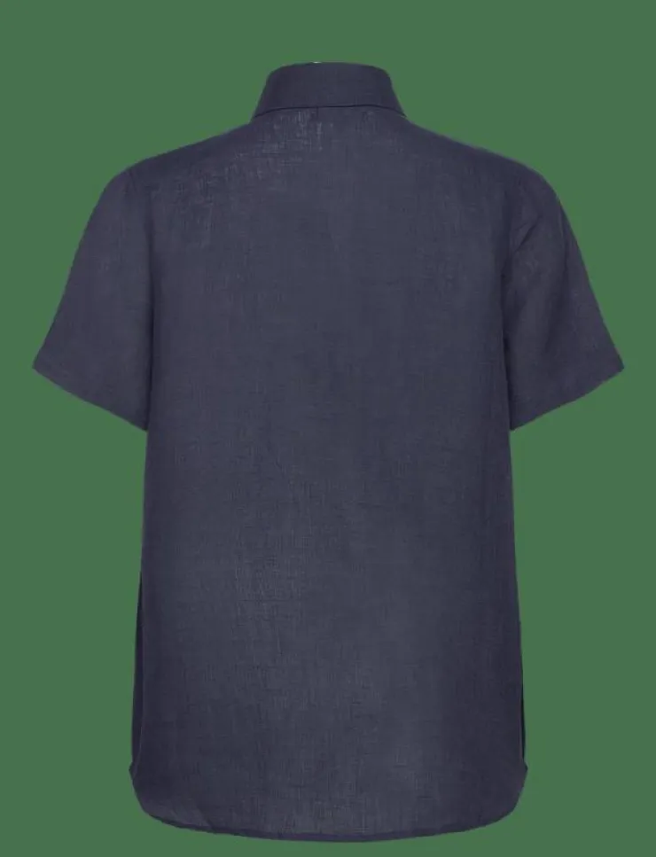 Kvinnor Lexington Clothing Blusar & Skjortor|Short Sleeve Linen Shirt - Linneskjortor