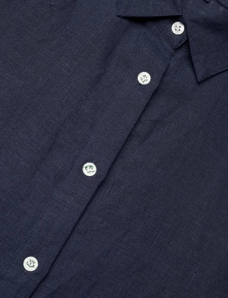 Kvinnor Lexington Clothing Blusar & Skjortor|Short Sleeve Linen Shirt - Linneskjortor