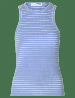 Kvinnor Selected T-Shirts & Toppar|SLFANNA O-NECK STRIPED TANK TOP NOOS - Linnen