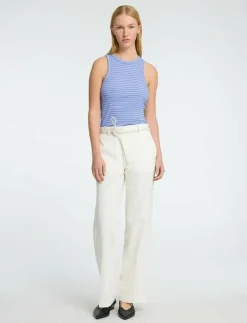 Kvinnor Selected T-Shirts & Toppar|SLFANNA O-NECK STRIPED TANK TOP NOOS - Linnen