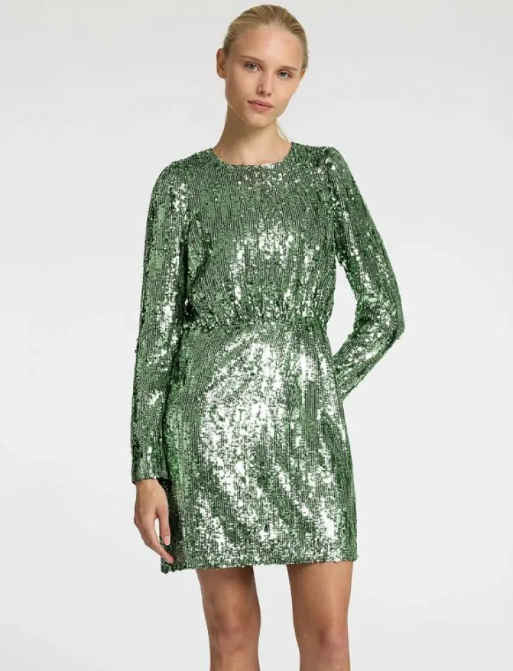 Kvinnor Selected Klänningar|SLFARI-COLYN LS SHORT SEQUINS DRESS B - Korta klänningar