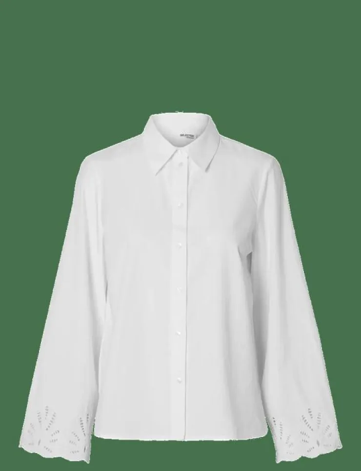 Kvinnor Selected Blusar & Skjortor|SLFDAHLIA LS BRODERI SHIRT NOOS - Långärmade