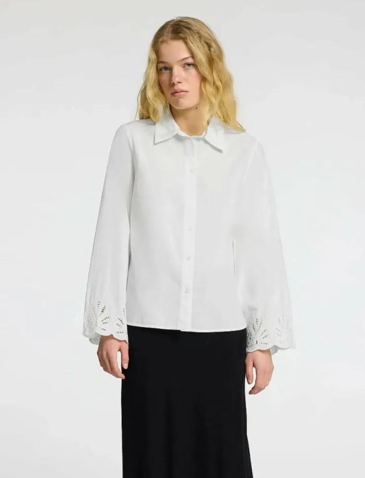 Kvinnor Selected Blusar & Skjortor|SLFDAHLIA LS BRODERI SHIRT NOOS - Långärmade