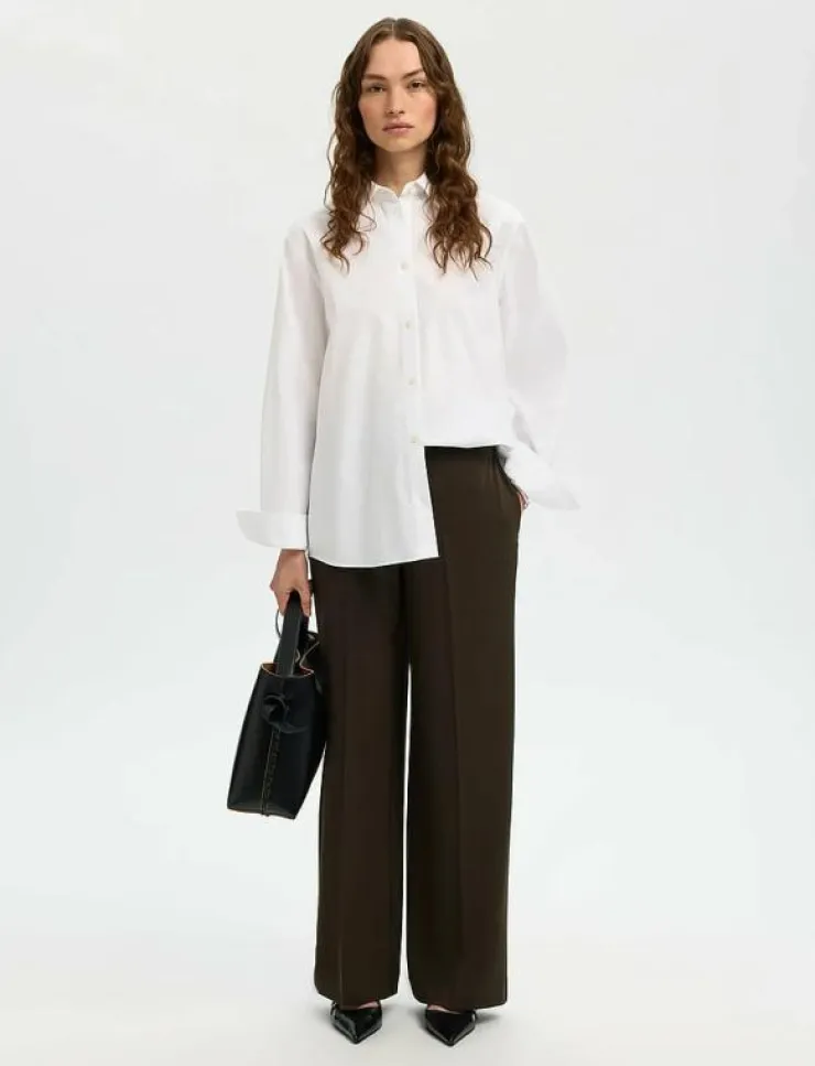 Selected SLFEMMA-TARA MW WIDE PANT NOOS - Kostymbyxor|Kvinnor Byxor