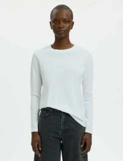 Kvinnor Selected Kläder|Plus Size & Curvy|SLFESSENTIAL LS O-NECK TEE NOOS - Långärmade toppar