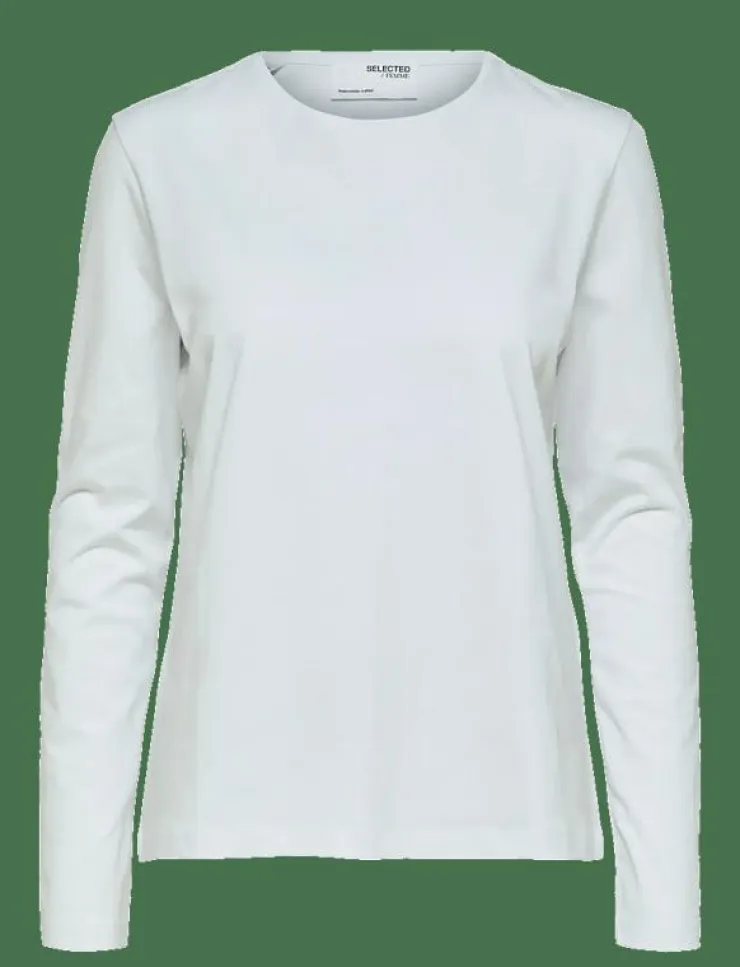 Kvinnor Selected Kläder|Plus Size & Curvy|SLFESSENTIAL LS O-NECK TEE NOOS - Långärmade toppar