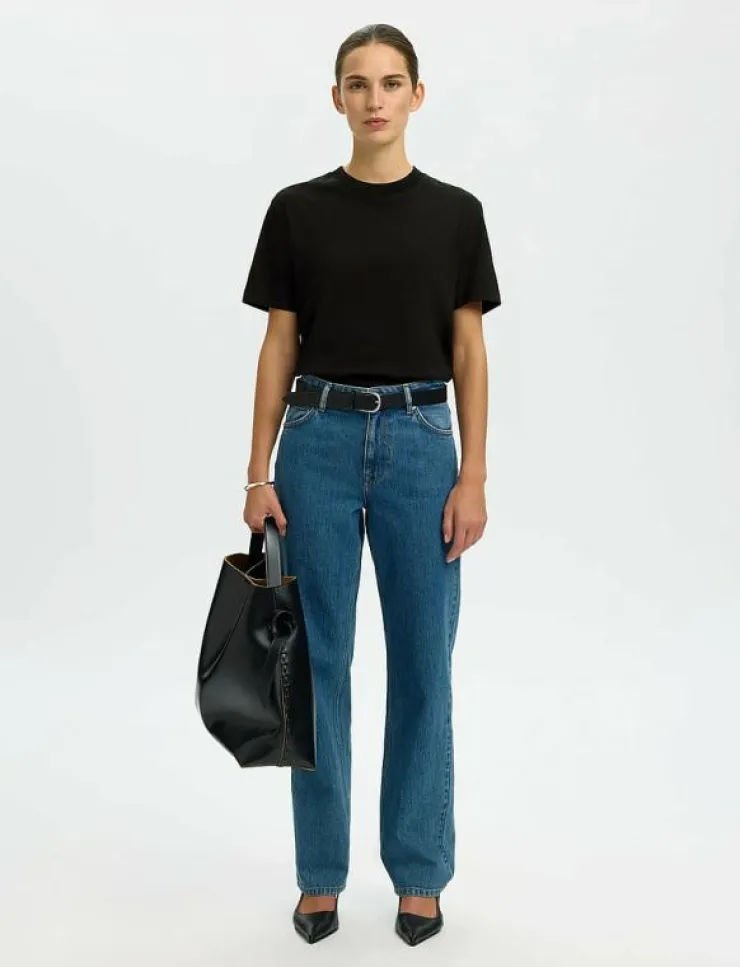 Kvinnor Selected Kläder|T-Shirts & Toppar|SLFRELAX COLWOMAN SS MOCK NECK TEE NOOS - T-shirts