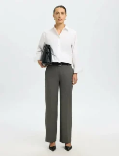 Selected SLFRITA MW WIDE PANT DGM N NOOS - Kostymbyxor|Kvinnor Kläder|Plus Size & Curvy