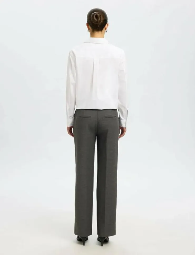Selected SLFRITA MW WIDE PANT DGM N NOOS - Kostymbyxor|Kvinnor Kläder|Plus Size & Curvy
