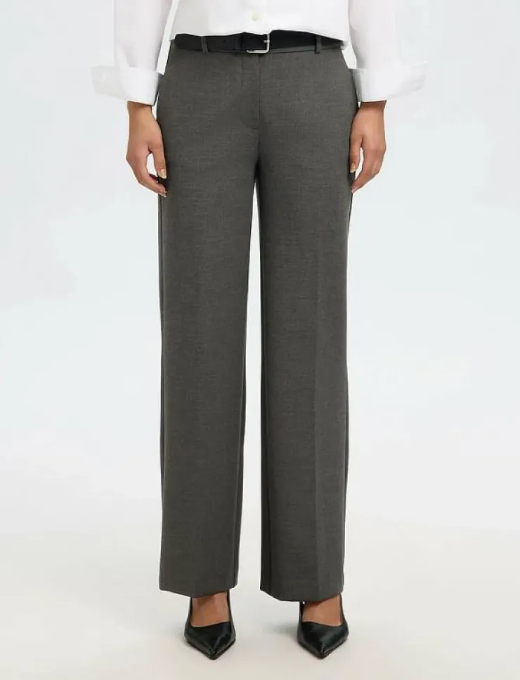 Selected SLFRITA MW WIDE PANT DGM N NOOS - Kostymbyxor|Kvinnor Kläder|Plus Size & Curvy