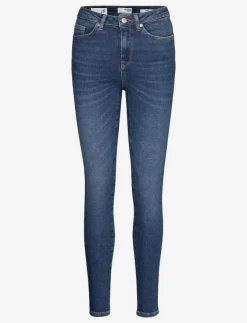 Kvinnor Selected Denimkläder|Jeans|SLFSOPHIA MW SKINNY DARK BLU JEAN U NOOS - Skinny Jeans