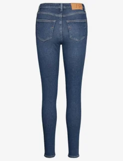 Kvinnor Selected Denimkläder|Jeans|SLFSOPHIA MW SKINNY DARK BLU JEAN U NOOS - Skinny Jeans