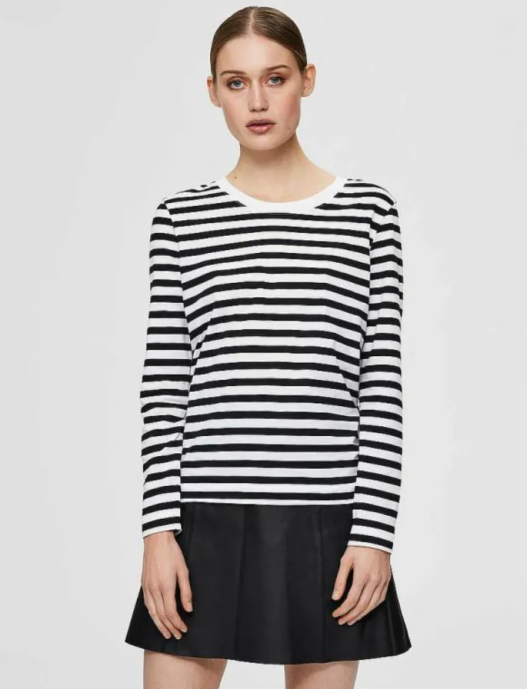 Kvinnor Selected Kläder|T-Shirts & Toppar|SLFSTANDARD LS TEE STR NOOS - Långärmade toppar