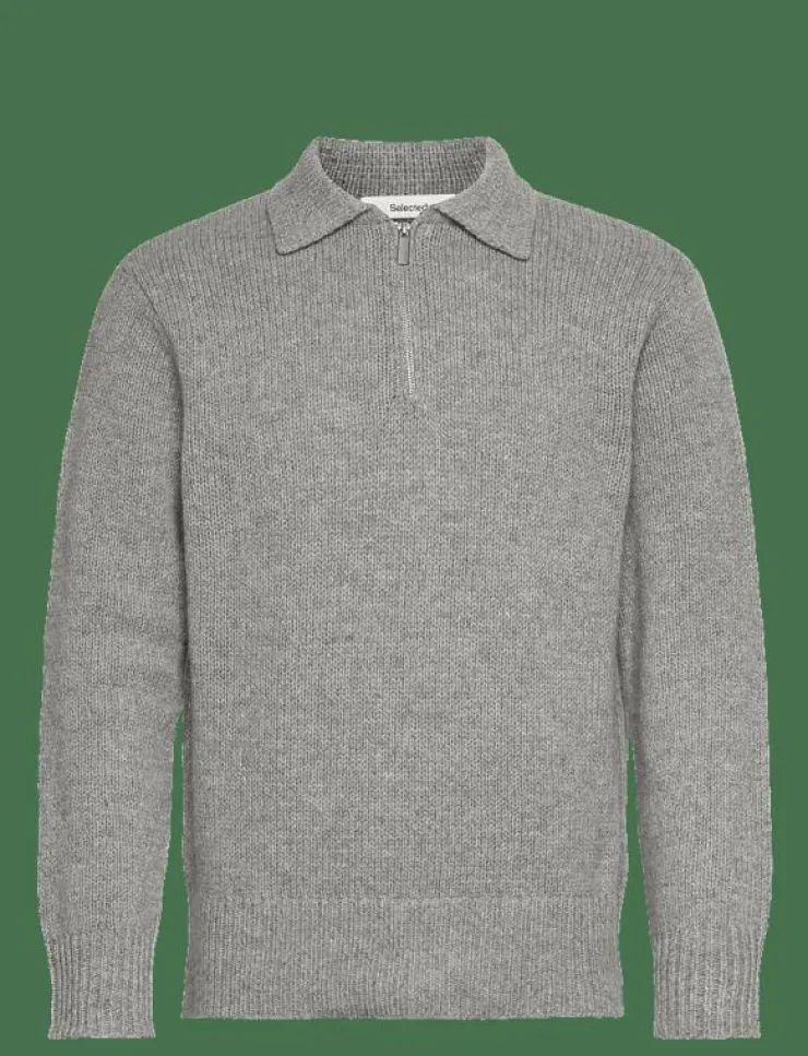 Selected SLHCODY LS KNIT RELAXED HALF ZIP POLO - Stickade pikéer| Stickat